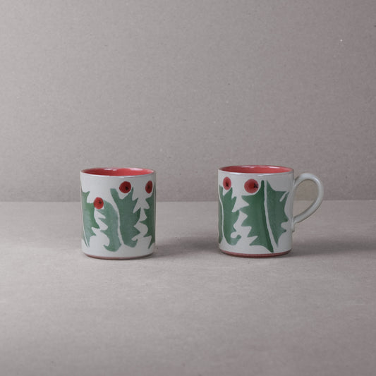 Pair of Holly Large Mugs