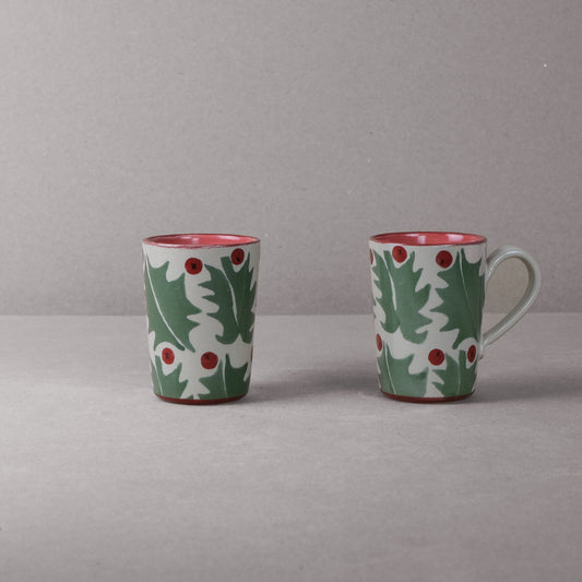 Pair of Holly Latte Mugs