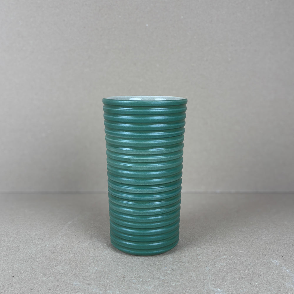 Green Ridged Vase