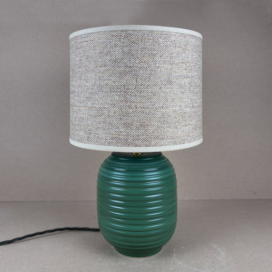 Green Ridged Small Table Lamp