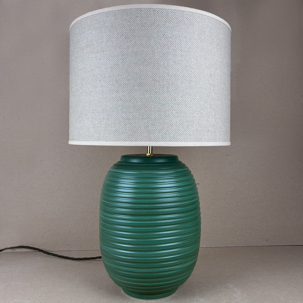 Green Ridged Large Table Lamp