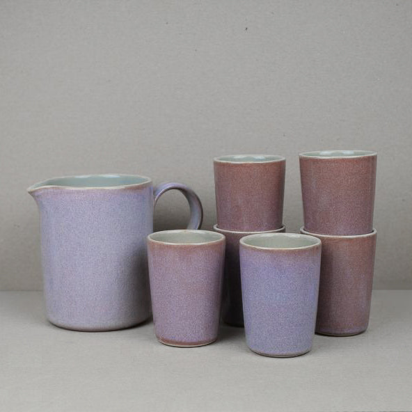 Rustic Heather Water Jug with 6 Beakers