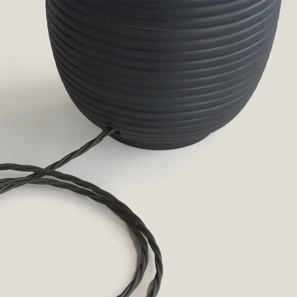 Black Ridged Large Table Lamp