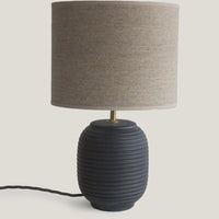 Black Ridged Small Table Lamp