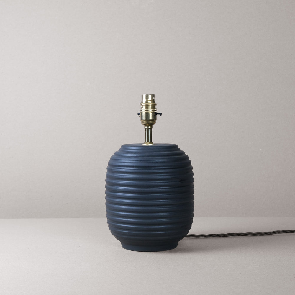 Black Ridged Small Table Lamp