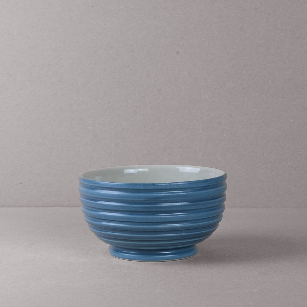 Blue Ridged Porridge Bowl
