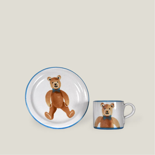 Blue Teddy Bear Santa Small Mug & Side Plate