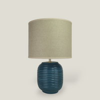 Blue Ridged Small Table Lamp