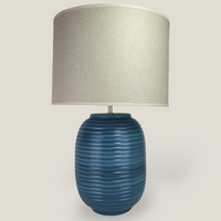 Blue Ridged Large Table Lamp