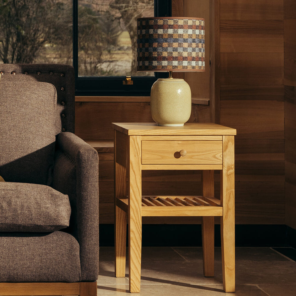 Oak Side Table with Drawer