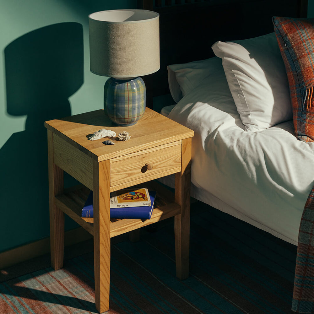 Oak Side Table with Drawer