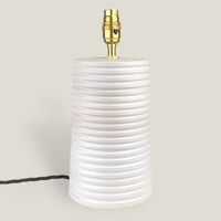 White Ridged Large Tapered Lamp
