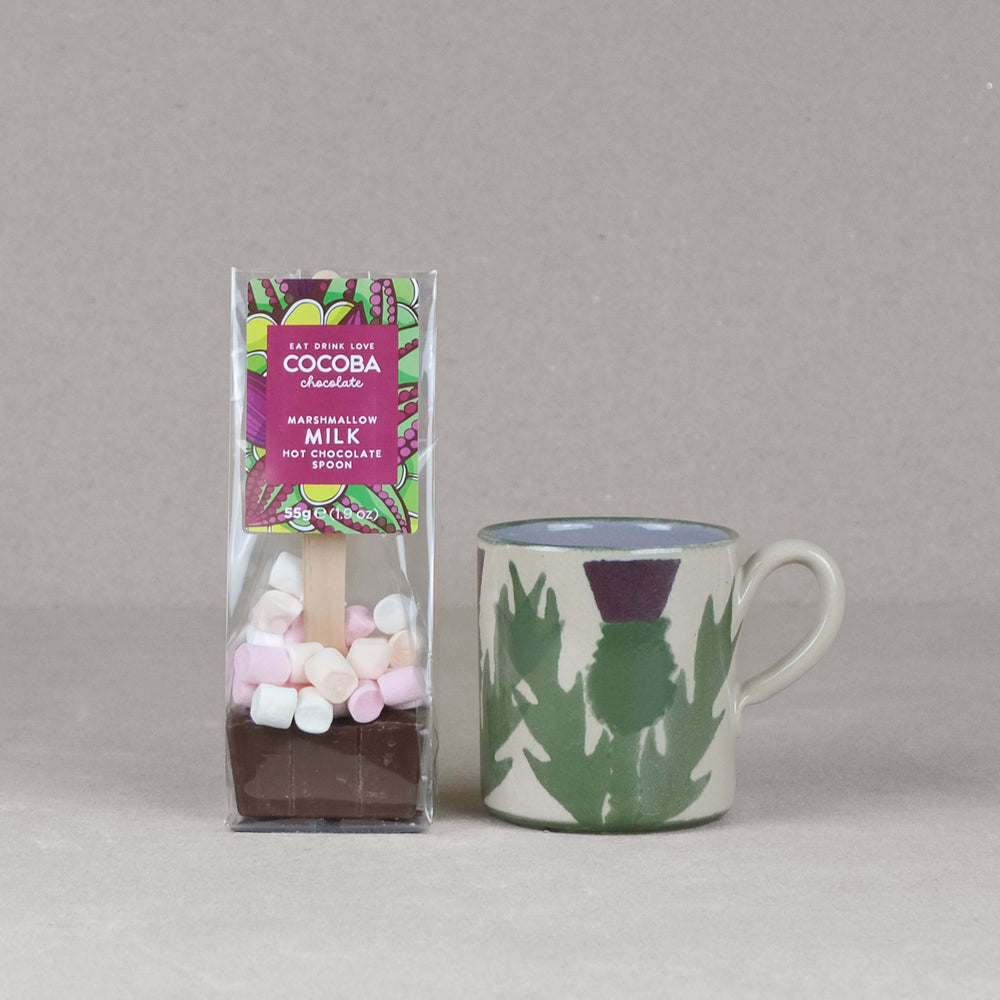 Cream Thistle Medium Mug With Hot Chocolate Stirrer