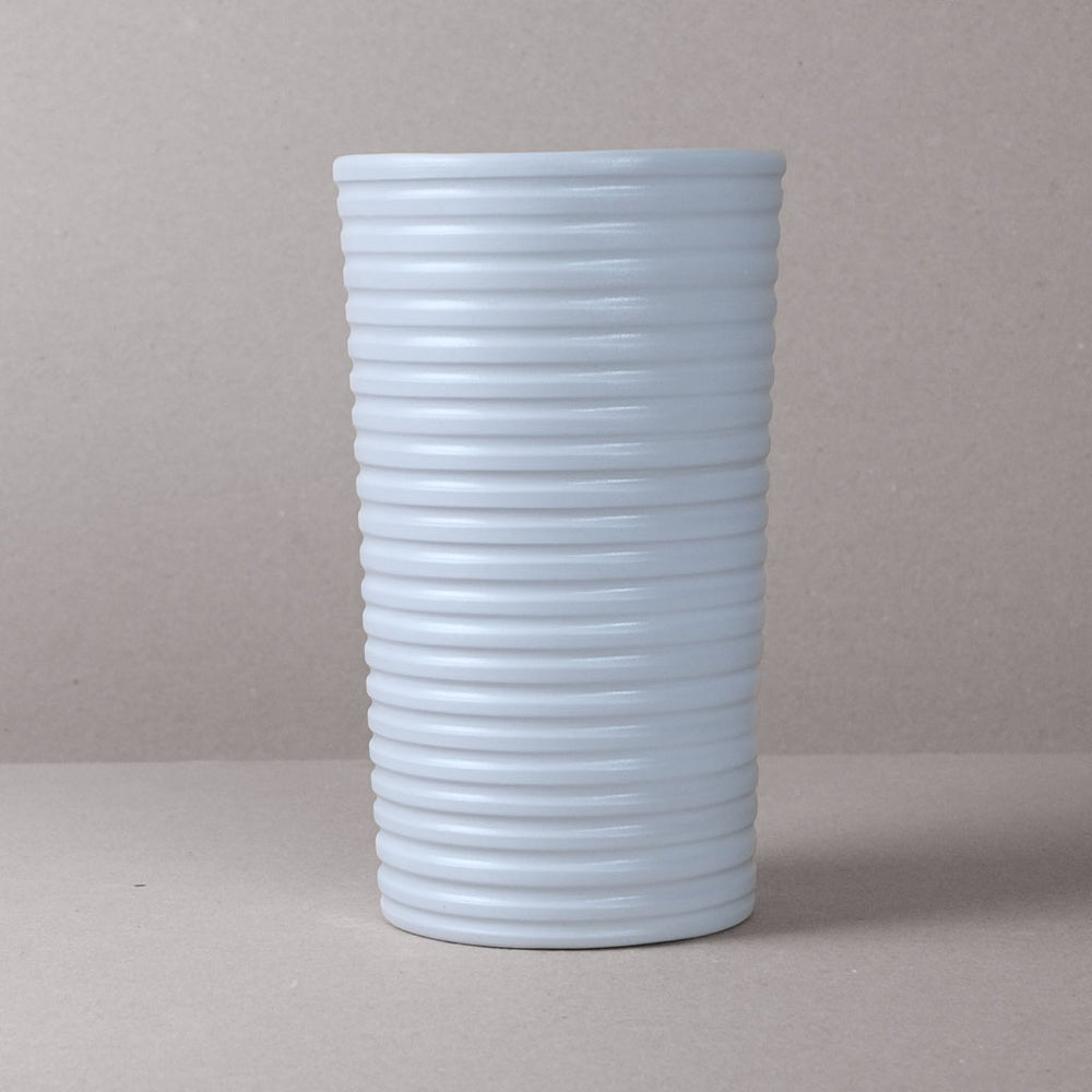 White Ridged Large Vase