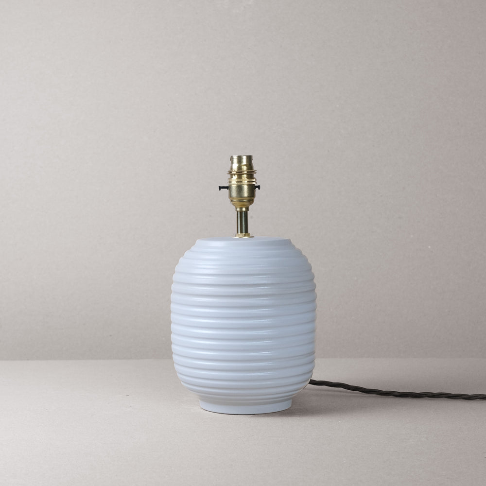 White Ridged Small Table Lamp