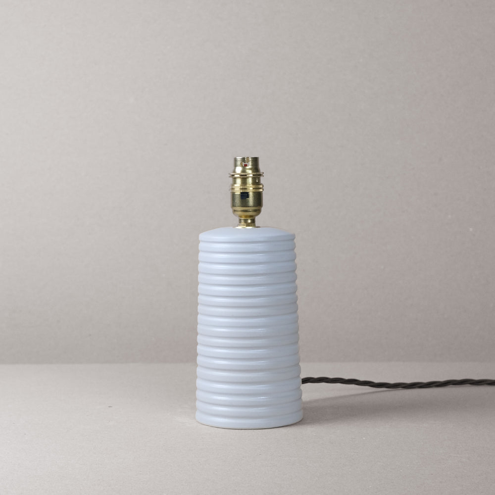White Ridged Small Tapered Lamp