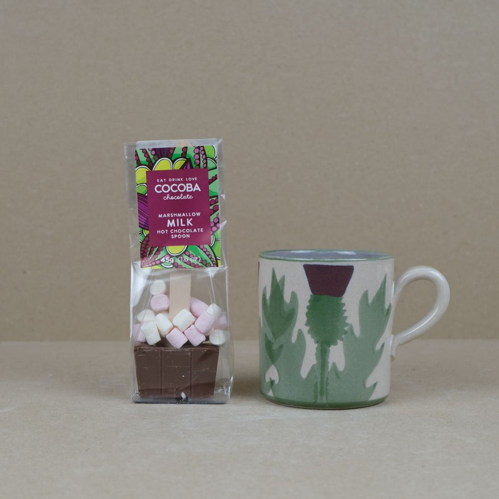 Cream Thistle Large Mug with Hot chocolate Stirrer