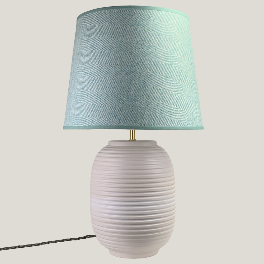 White Ridged Large Table Lamp
