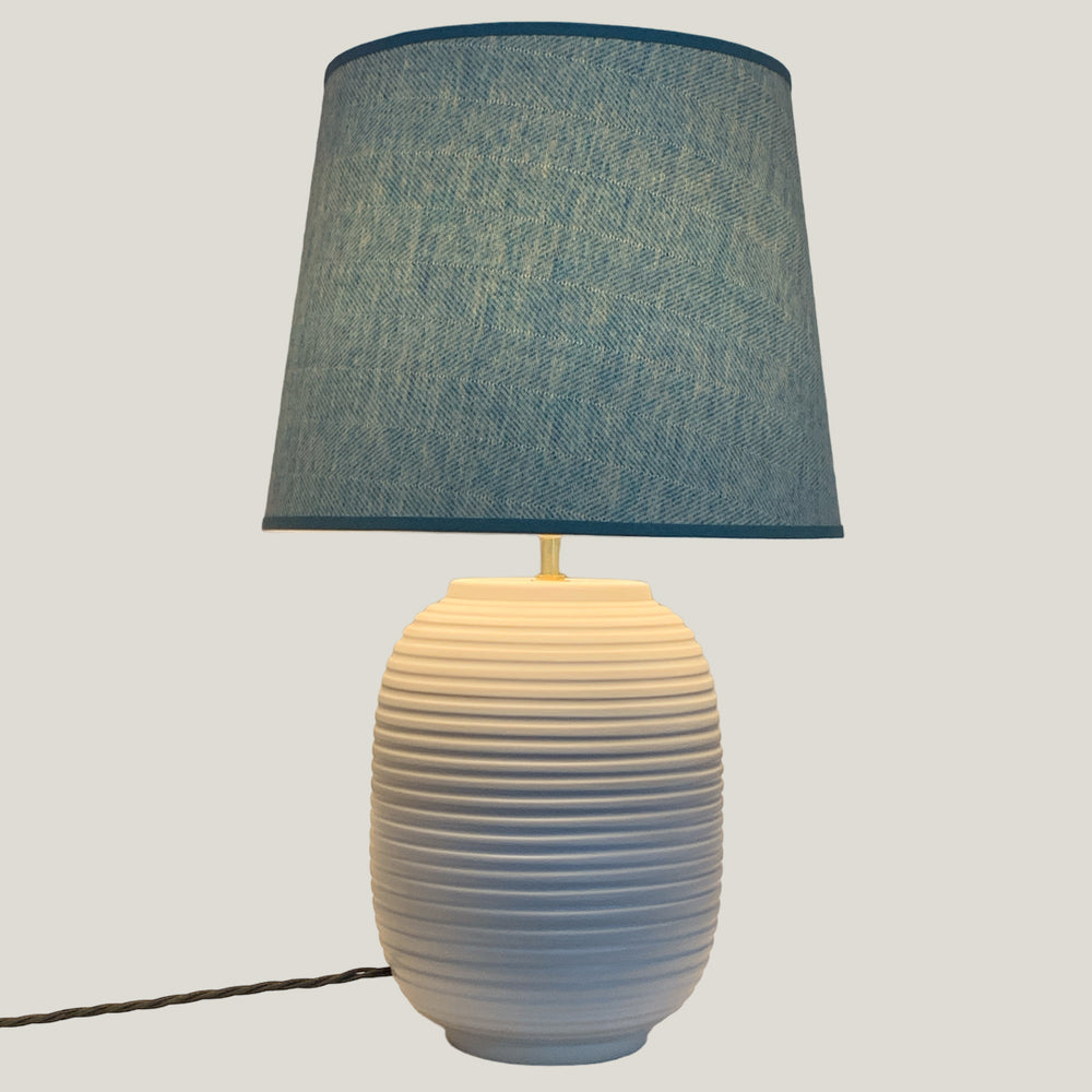 White Ridged Large Table Lamp