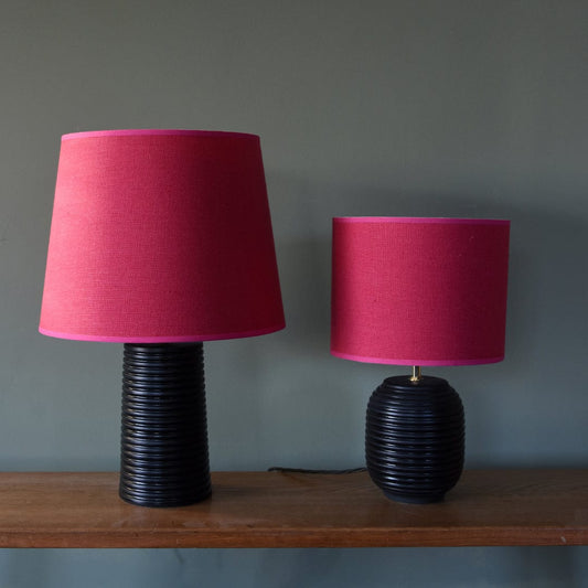 Black Ridged Large Tapered Lamp