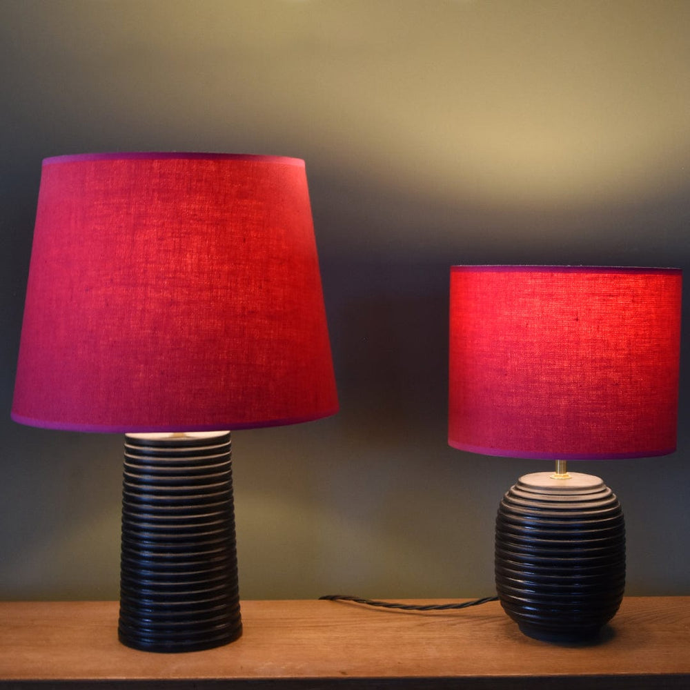 Black Ridged Small Table Lamp