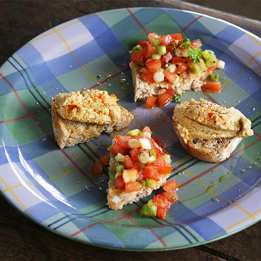 Bruschetta with Hummus and Tomato Salsa