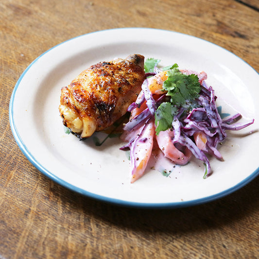 Roasted Chicken Thighs with Sweet Slaw