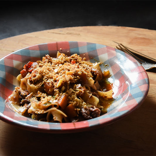 Duck Ragu with Pappardelle and Almond Pangrattato