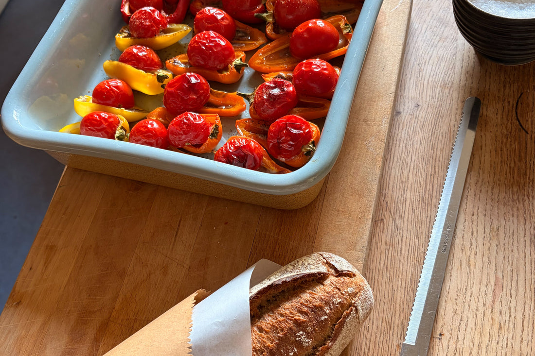 Baked Mini Peppers with Anchovies & Tomato