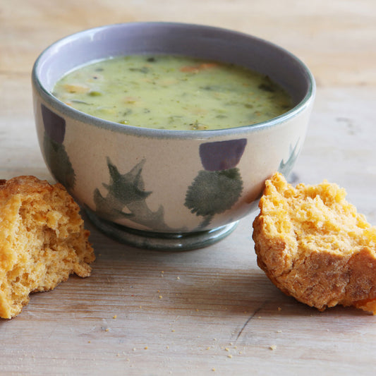 Broccoli & Stilton Soup with Cheese Scones