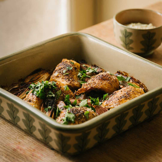 Za'azar Chicken with Tahini Yoghurt and Roast Shallots