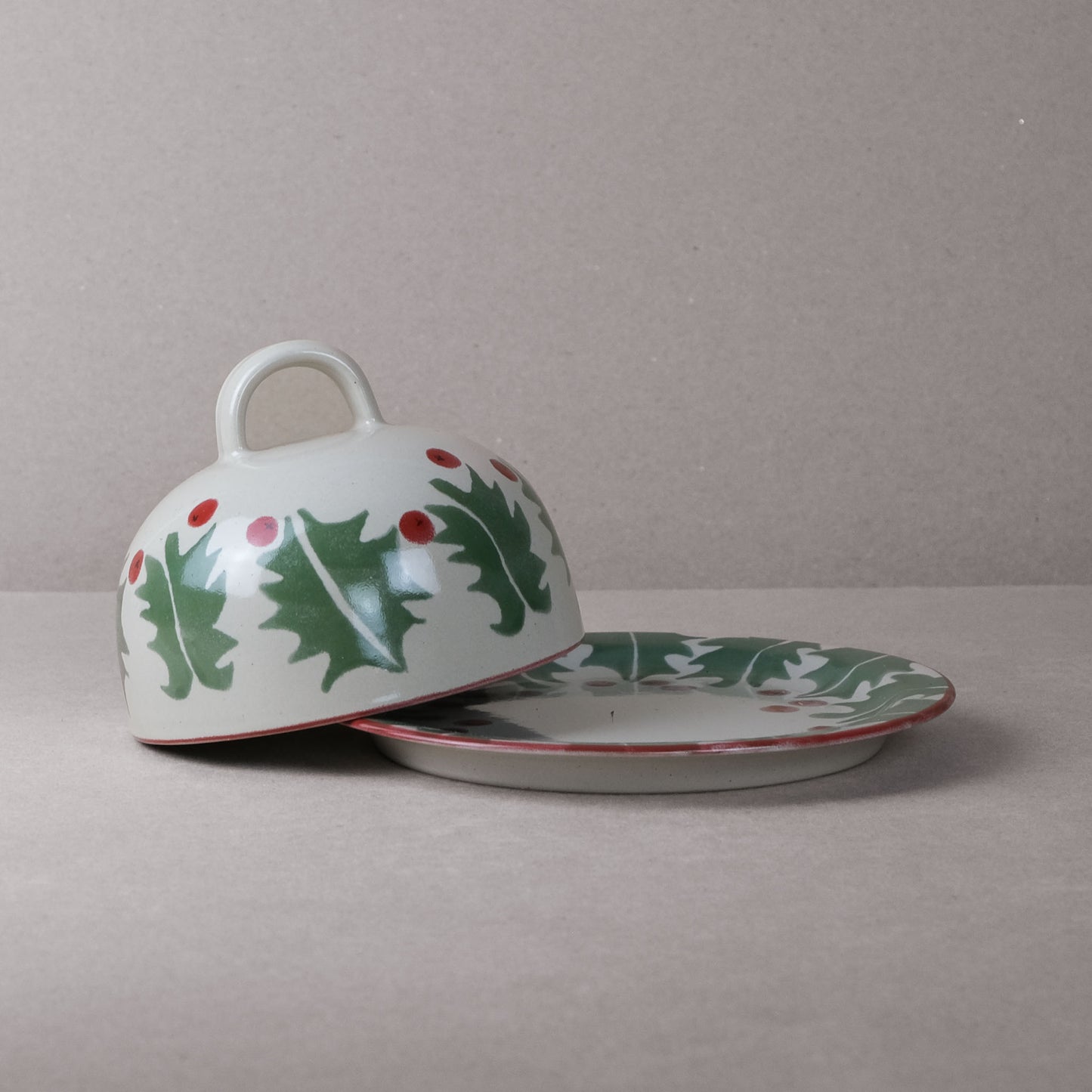 Holly Cheese Dome and Plate