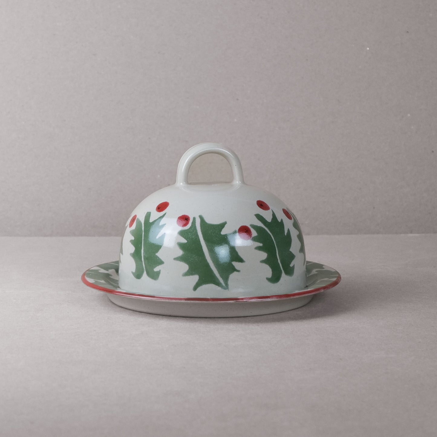 Holly Cheese Dome and Plate