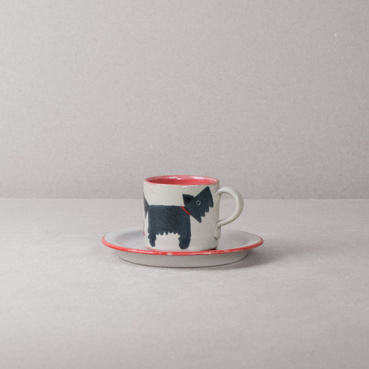 Red Scottie Dog Santa Small Mug & Side Plate