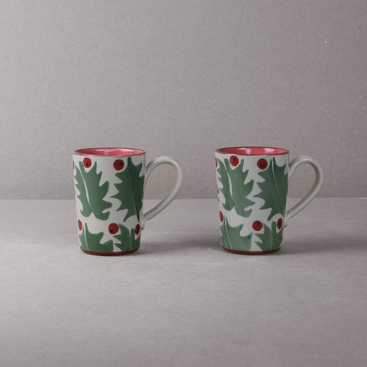 Pair of Holly Latte Mugs
