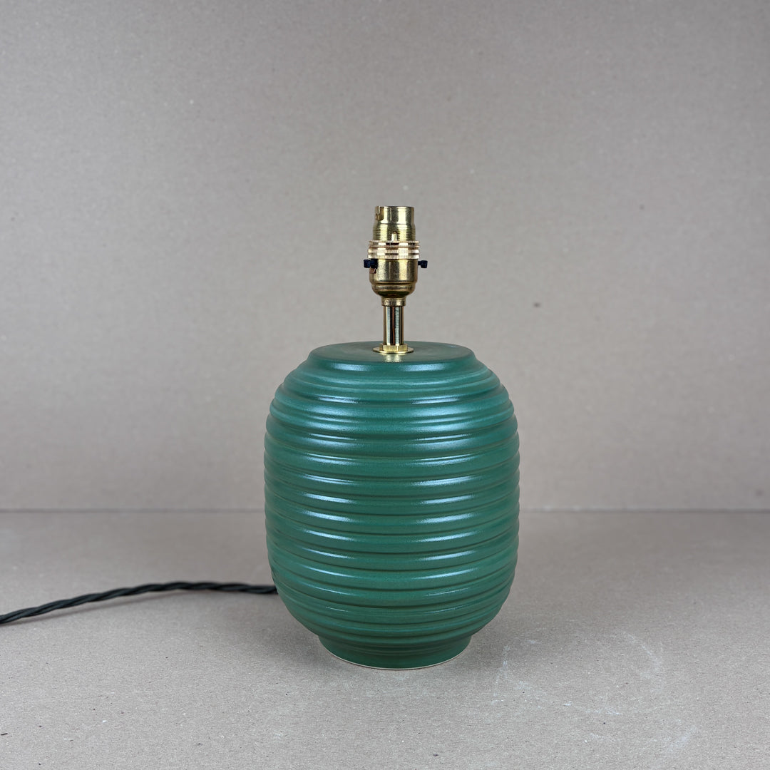 Green Ridged Small Table Lamp