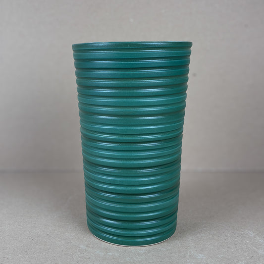 Green Ridged Large Vase
