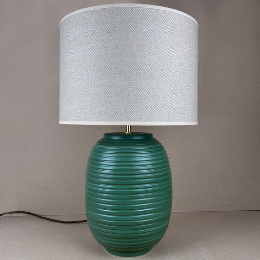 Green Ridged Large Table Lamp