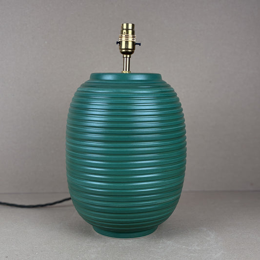 Green Ridged Large Table Lamp