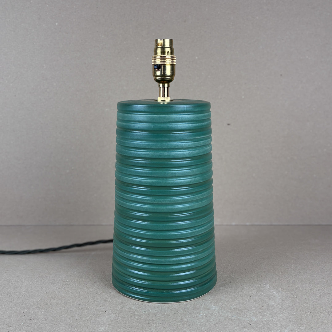 Green Ridged Large Tapered Lamp