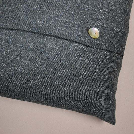 Zinc Highland Tweed Button Cushion Cover