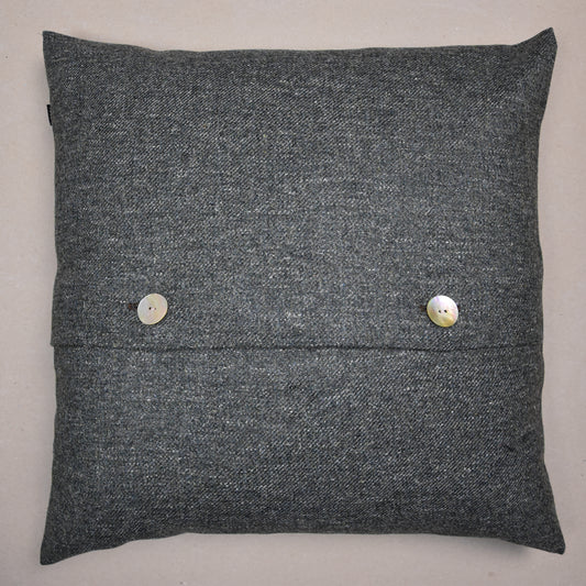Zinc Highland Tweed Button Cushion Cover