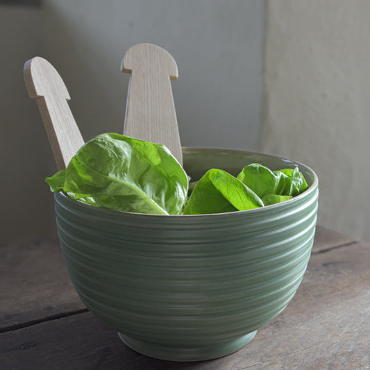 Green Ridged Salad Bowl