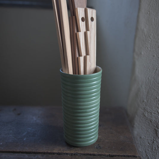 Green Ridged Vase