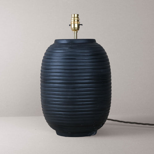 Black Ridged Large Table Lamp