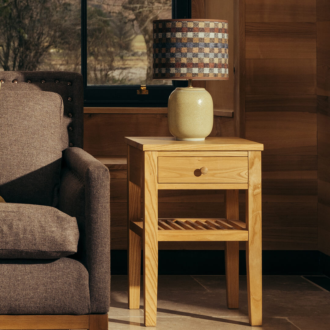 Oak Side Table Drawer