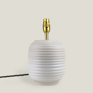 White Ridged Small Table Lamp