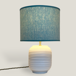White Ridged Small Table Lamp