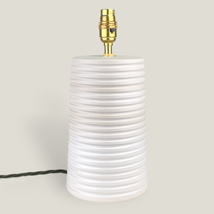 White Ridged Large Tapered Lamp