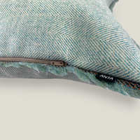 Teal Highland Tweed Fringed Cushion Cover